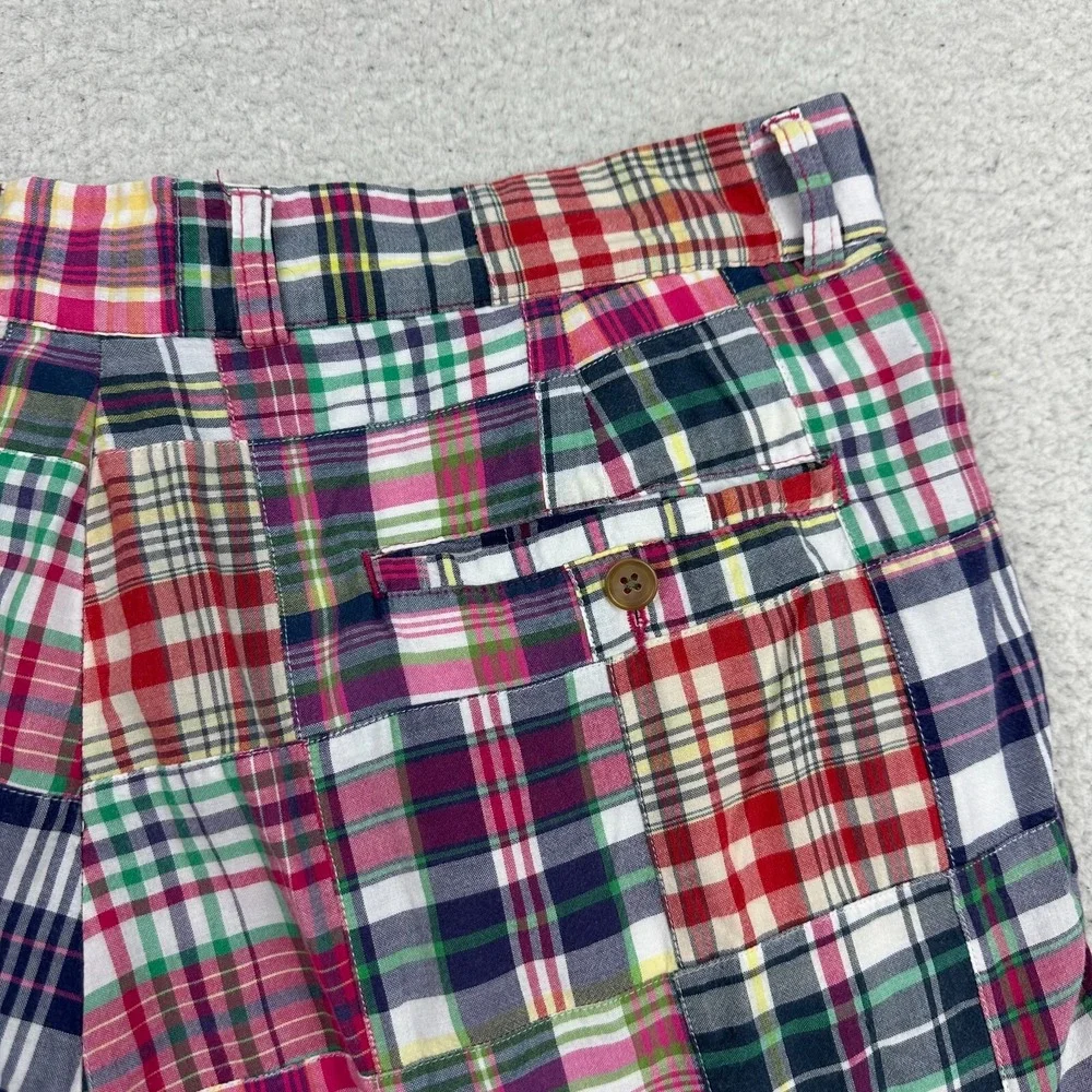 J CREW Shorts Mens 35 Madras Plaid‎ Patchwork Multicolor 100% Cotton Chino 9